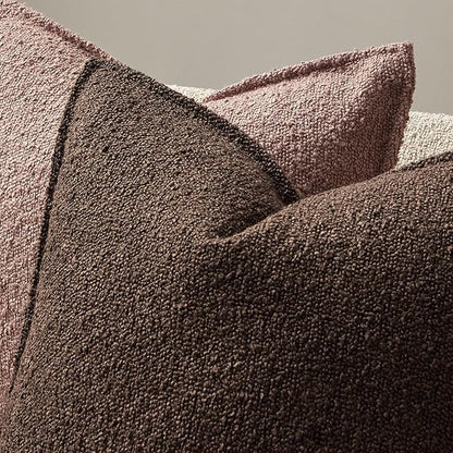 JUSPURBET Brown Decorative Pillow Covers 18x18 Set of 2 Throw Pillow Covers for Couch Sofa Bed Cozy Boucle Textured Cushion Covers Cases with Hidden Zipper for Living Room Home Decor
