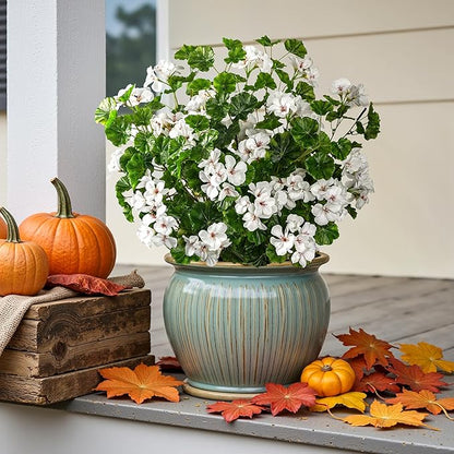 Artificial Flowers for Outdoors 8PCS Artificial Geraniums for Indoor Fake Flowers 17.7In Uv Resistant Artificial Outdoor Flowers Suitable for Indoor Home Decor Outdoor Garden Decor (White)