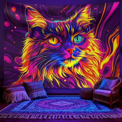 seewan Blacklight Tapestry UV Reactive Glow In The Dark, Neon Animal Skull Psychedelic Galaxy Wall Hanging for Bedroom Dorm Living Room Home Decor Backdrop Decor
