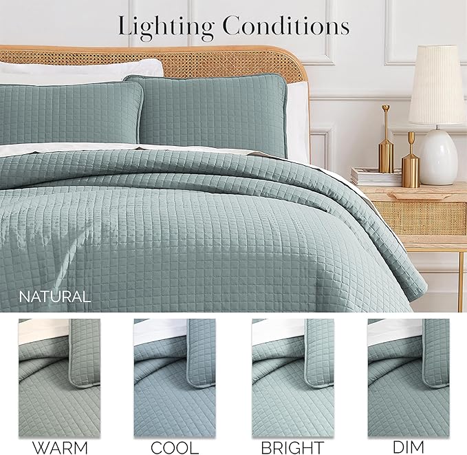 Southshore Fine Living, Inc. Quilts, Queen Size/Full Quilt Bedding Set, Stain & Pet Hair Resistant Bedding, Coverlet Full/Queen Size Bedspread, Soft Microfiber with 2 Pillow Shams, Steel Blue (Teal)
