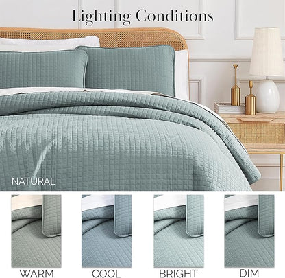 Southshore Fine Living, Inc. Quilts, Queen Size/Full Quilt Bedding Set, Stain & Pet Hair Resistant Bedding, Coverlet Full/Queen Size Bedspread, Soft Microfiber with 2 Pillow Shams, Steel Blue (Teal)