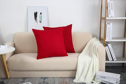 TangDepot Handmade Decorative Solid 100% Cotton Canvas Throw Pillow Covers/Cushion Covers, 45 Colors Available - (18" x18" , Christmas Red, 2 Count (Pack of 1))