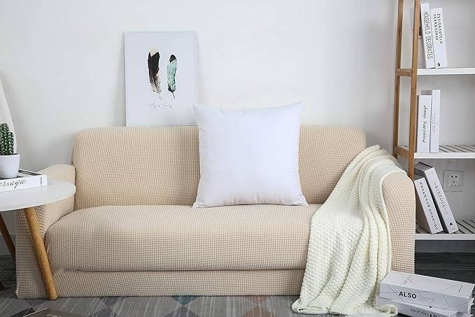 TangDepot Set of 2 Handmade Decorative Solid 100% Cotton Canvas Throw Pillow Covers/Cushion Covers, 45 Colors Available - (18"x18" 2 Pieces, White)