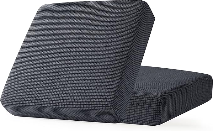 CHUN YI 2Piece Stretch Couch Cushion Covers, Sofa Seat Slipcovers for Pets, Suitable for Armchair Loveseat Sofa with Spandex Jacquard Washable Fabric (2Piece,Grey)