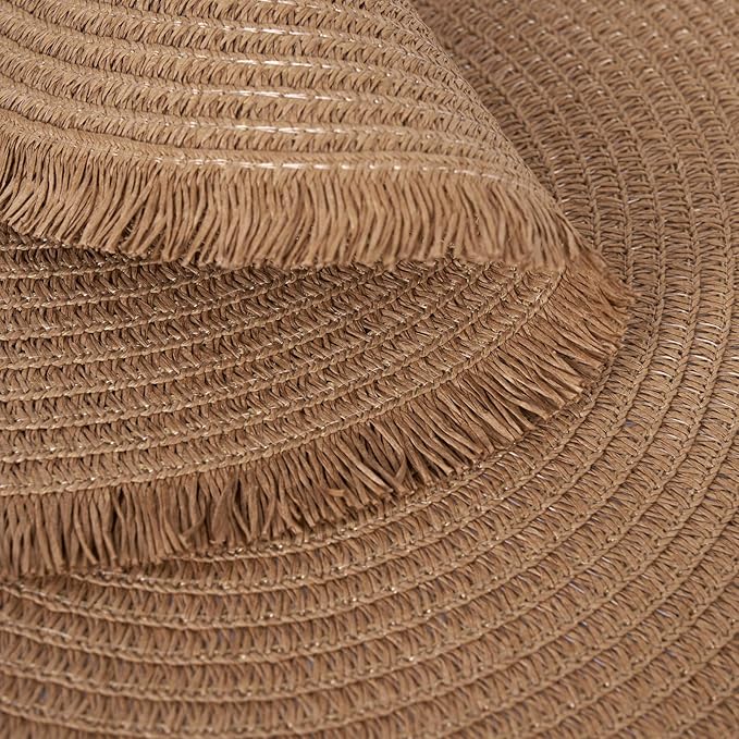 15 Inch Set of 6 Round Woven Placemats Braided Paper Heat Resistant Table Mats with Tassel Boho Indoor Outdoor Table Placemats for Dining Tables (Brown)