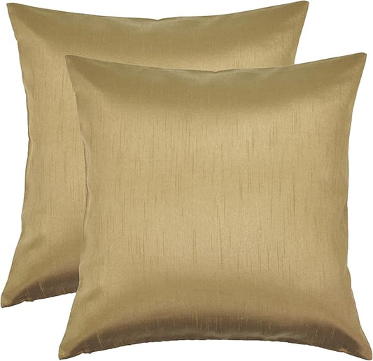 Aiking Home Collection 26x26 Inches Faux Silk Square European Shams, Zipper Closure, Brass (Set of 2)