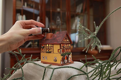 Ceramic Handmade Miniature House in Rothenburg Tealight Candle Holder Room Decor Handcrafted Collectible Miniature Essential Oil Burner Christmas Village Timbered House in Rothenburg Germany