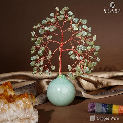 Crystal Tree of Life Birthday Gifts for Women, Mom Green Aventurine Healing Crystals for 7 Chakra Balance, Reiki Healing, Home Decoration Tree for Positive Energy, Good Luck, Office Desk Decor