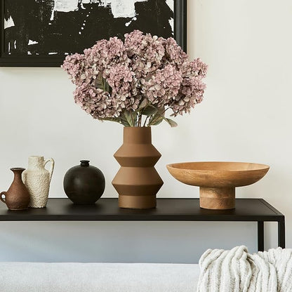 Fake Flowers Hydrangea Silk Flowers with Stems,Brown Flowers Fall Hydrangea Artificial Flowers,Winter Flowers Artificial for Decoration Vase Indoor and Outdoor 24"（Brown ） 8PCS Wthout Vase