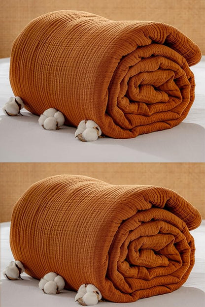 Muslin Blanket - Pure 100% Turkish Cotton Airy Soft Light Versatile Gauze Throw Blanket for Bed, Couch, Sofa (Cinnamon Brown, Queen XL Size (95" x 95" inch))