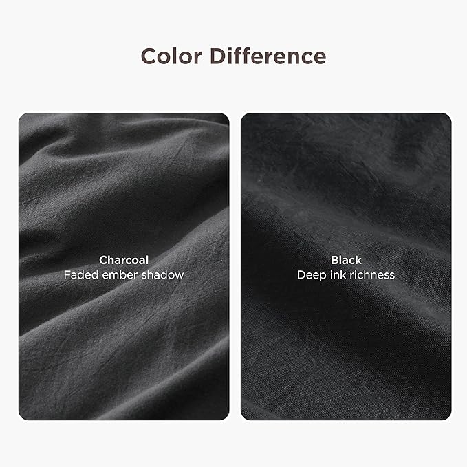 Bedsure 100% Washed Cotton Duvet Cover Queen Size - Black Minimalist Cotton Duvet Cover Linen Like for All Seasons - GentleSoft™ Plain Simple Bedding (Black, Queen, 90"x90")