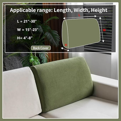 Sectional Couch Covers, Wear Resistant Stretch Sofa Covers Washable Soft Couch Cushion Covers Anti Slip Furniture Protector Sofa Slipcovers for Pets (1 Piece Back Couch Cover, Green)