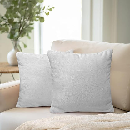 PAVILIA Light Gray Throw Pillow Covers 18x18 Set of 2, Decorative Pillow Cases for Bed Sofa Couch, Boho Aesthetic Accent Decor Cushion Bedroom Living Room, Velvet Square Euro Sham Covers, Light Grey