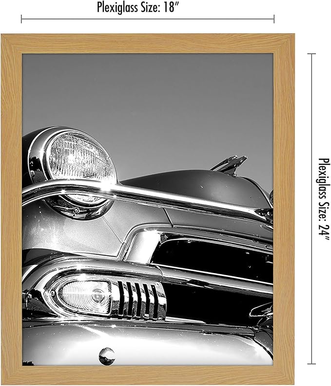 Americanflat 18x24 Poster Frame with Polished Plexiglass - Wide Picture Frames Made of Engineered Wood for Vertical or Horizontal Wall Display - Epic Collection - Pine