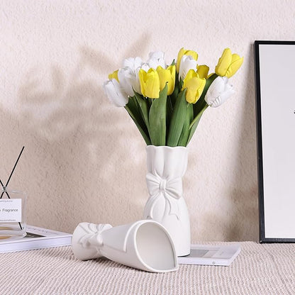 Frosted Porcelain Floral Handmade Vases,Frosted Ceramic vases,Geometric Ceramic Flower Vase for Modern Home Decoration and high-end Wedding,Matte Frosted Texture Bud Flower Vase (2pcs Set)