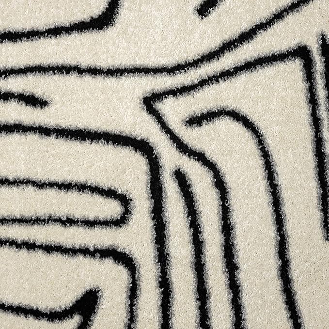 Abani Abstract Beige/Black Area Rug - 4'x6' - Modern Animal/Natural Lines Design - Deco Collection - Easy to Clean - Durable for High Traffic Areas - Bedroom, Office & Kitchen - Medium Pile
