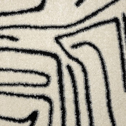 Abani Abstract Beige/Black Area Rug - 4'x6' - Modern Animal/Natural Lines Design - Deco Collection - Easy to Clean - Durable for High Traffic Areas - Bedroom, Office & Kitchen - Medium Pile
