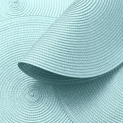 AHHFSMEI Round Braided Placemats 15 Inch Round Table Mats for Dining Tables Natural Woven Heat Resistant Place mats Set of 6 (Light Teal)