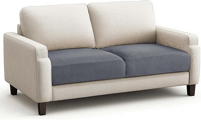 CHUN YI 2Piece Stretch Couch Cushion Covers, Sofa Seat Slipcovers for Pets, Suitable for Armchair Loveseat Sofa with Spandex Jacquard Washable Fabric (2Piece,Light Grey)