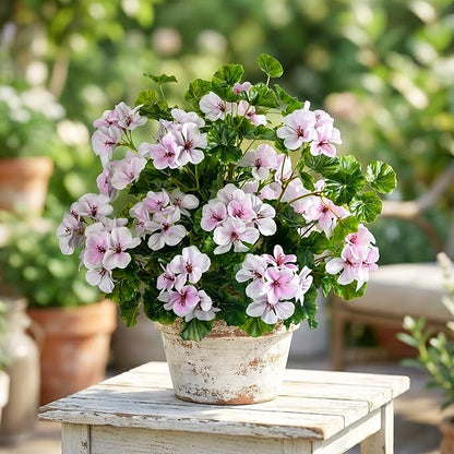 Artificial Flowers for Outdoors 17.7In Artificial Geraniums for Indoor Fake Flowers 4PCS Uv Resistant Artificial Outdoor Flowers for Indoor Home Decor Outdoor Garden Decoration(Pinkish White)