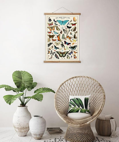 ABoby Vintage Butterfly Poster Hanger Frame, Boho Room Decor Aesthetic, Retro Style Wall Decor Art Painting, Ready to Hang