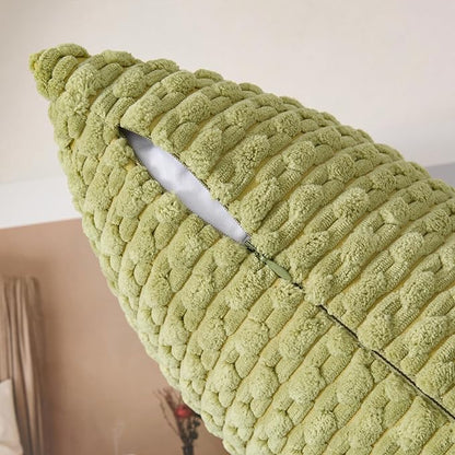 Kevin Textile Spring Decorative Pillow Covers Set of 2 Striped Plush Corduroy Pillows Pillowcases Boho Home Decor Cushion Covers for Couch Sofa Bed Living Room 20x20 Inch, Grass Green
