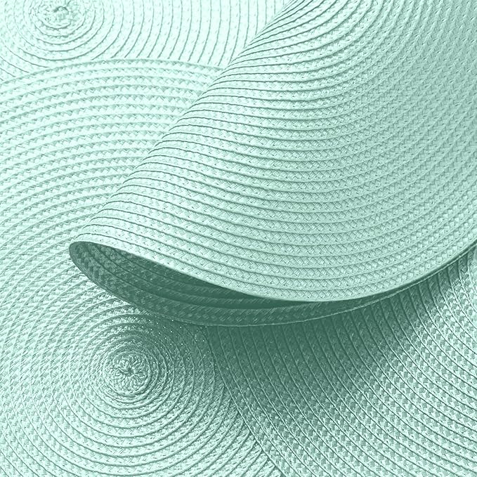 AHHFSMEI Round Braided Placemats 15 Inch Round Table Mats for Dining Tables Natural Woven Heat Resistant Place mats Set of 4 (Mint Green)