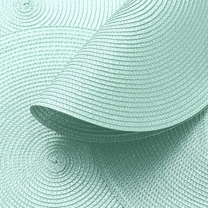 AHHFSMEI Round Braided Placemats 15 Inch Round Table Mats for Dining Tables Natural Woven Heat Resistant Place mats Set of 8 (Mint Green)