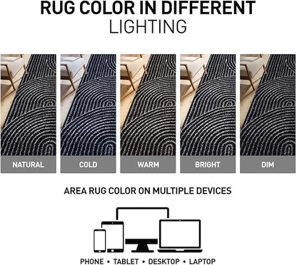 Rugshop Circles Arch Shag Area Rug Anthracite Dark Gray 2' x 3' Ideal for Entryways, Kitchens, or Small Spaces