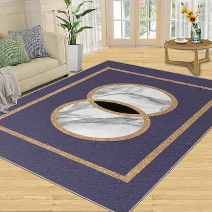 Marble Area Carpet Elegant Purple Marble Area Rugs for Living Room Modern Minimalist Rug Modern Light Luxury Geometric Carpet for Bedroom Entrance Door 6x8ft