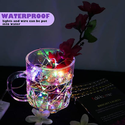 6 Pack Fairy Lights Battery Operated with Timer 2PCS Remote 6.5ft 20LED Multicolor Twinkle Lights Waterproof Silver Wire Fireflies Lights DIY Mason Jar Wedding Party Christmas Centerpiece Table Deco