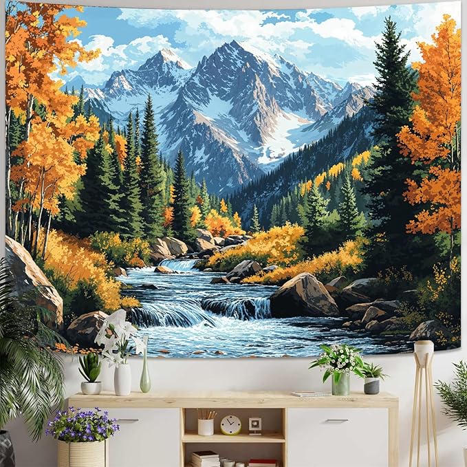 kampdream Landscape Tapestry, Scenery Art Wall Tapestries, Nature Wall Decor for Bedroom Living Room Backdrop Colorado Peak Mountain Art 44×60 inches