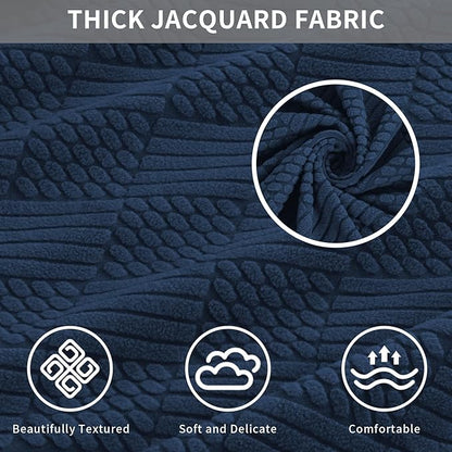 Easy-Going Waterproof Couch Cushion Covers for Couches and Sofas, Stretch Jacquard Sofa Seat Cover Replacement for Dogs, Pets & Kids, Durable Furniture Protector for Sofa Cushions, Navy Blue