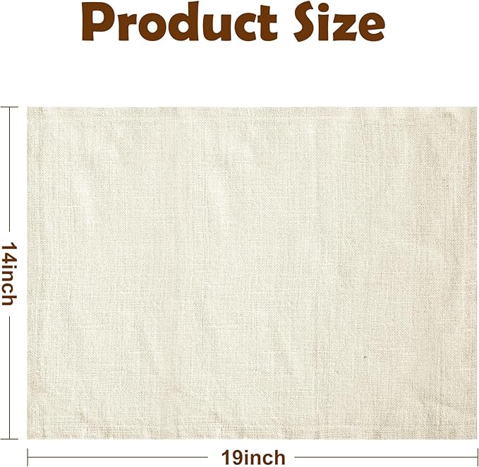 Shatex Jute Placemats Set of 4,14x19Inch Rustic Placemat for Kitchen Dining Table Wedding Party Ceremony，Natural Fabric