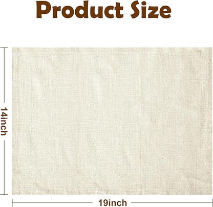 Shatex Jute Placemats Set of 4,14x19Inch Rustic Placemat for Kitchen Dining Table Wedding Party Ceremony，Natural Fabric