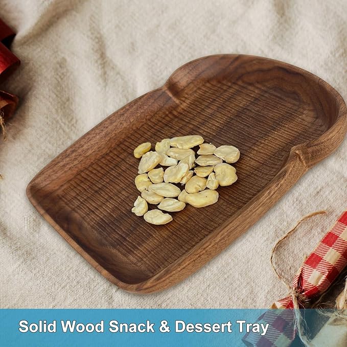 Hand-Carved Walnut Wood Tabletop Accent, Decorative Wooden Serving Piece with Natural Grain for Table Styling and Display