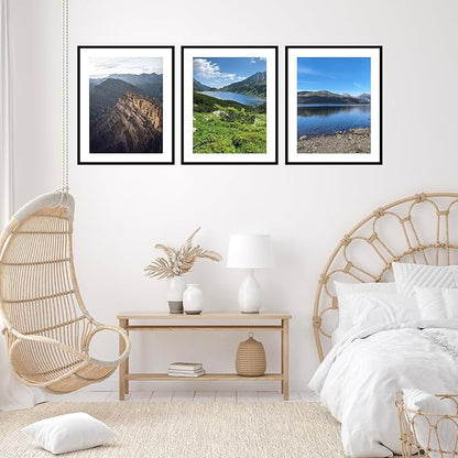 22x28 Picture Frame with 18x24 Mat Set of 2, Display Photo 18x24 with Mat or 22 x 28 Without Mat, Wall Hanging Large 22 by 28 Poster Frame with Plexiglass, 2 Pack, Black