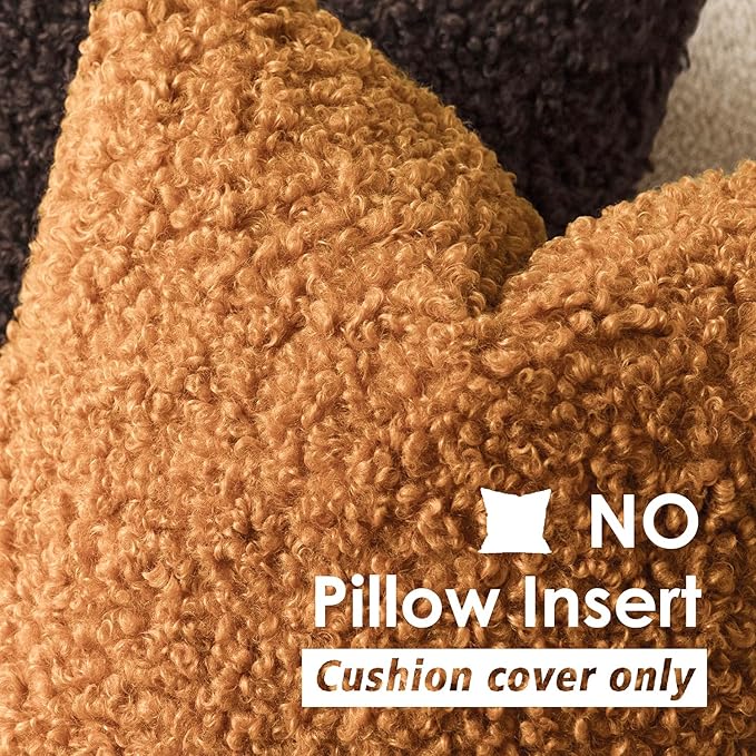 Foindtower 2 Pieces 18x18 Inch Orange, Faux Fur Throw Pillow Cover Accent Sherpa Furry Pillow Covers Fuzzy Soft Pillowcases Cozy Sheepskin Decorative Fleece Cushion Case for Bed Couch Living Room