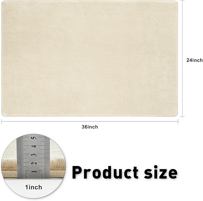 PURE ERA Carpet Stair Tread Landing Mat Area Rug Ultra Plush Shag Soft Non Slip Skid Resistant Tape Free Indoor Doormat Washable Reusable Beige 2' X 3'