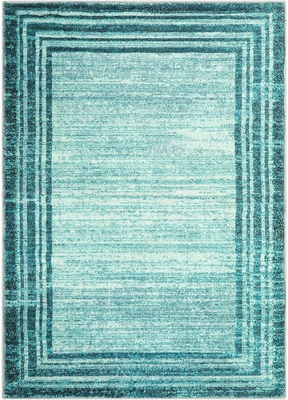 Lahome Modern Abstarct Area Rugs 5x7, Washable Teal 5x7 Bedroom Rug Soft Living Room Rug Non Slip, Low-Pile Indoor Rugs for Living Room Minimalist Floor Carpet for Dining Room Kids Playroom