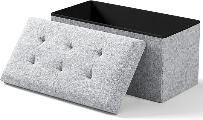 Folding Storage Ottoman Bench, Multi-Functional Ottoman Foot Rest, End of Bed Bench, Storage Chest for Living Room, Bedroom, Hallway, Entryway, Holds Up to 600 lbs (Dark Gray, 30 Inches)
