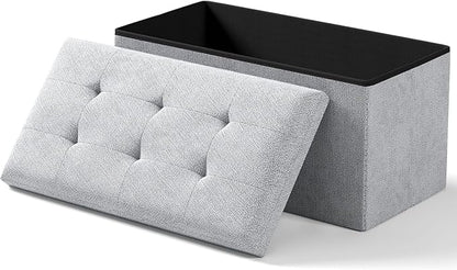 Folding Storage Ottoman Bench, Multi-Functional Ottoman Foot Rest, End of Bed Bench, Storage Chest for Living Room, Bedroom, Hallway, Entryway, Holds Up to 600 lbs (Dark Gray, 30 Inches)