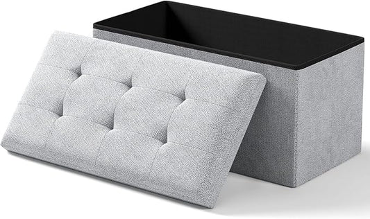Folding Storage Ottoman Bench, Multi-Functional Ottoman Foot Rest, End of Bed Bench, Storage Chest for Living Room, Bedroom, Hallway, Entryway, Holds Up to 600 lbs (Dark Gray, 30 Inches)