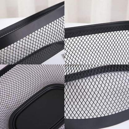 Metal Mesh Steel Basket, Oval Metal Wire Storage Organizer Baskets Multi Functional Kitchen Baskets Countertop Fruit Baskets Garden Harvest Basket for Kitchen Picnic Decor Cabinet Home, Black