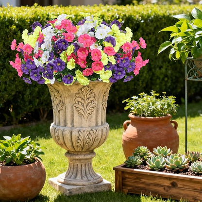 Spring Summer Mix Color Artificial Morning Glory, 12 Bundles Artificial Flowers for Outdoors Decorations UV Resistant Realistic Silk Flowers for Patio Home Decor Garden Planter Window Box Yard