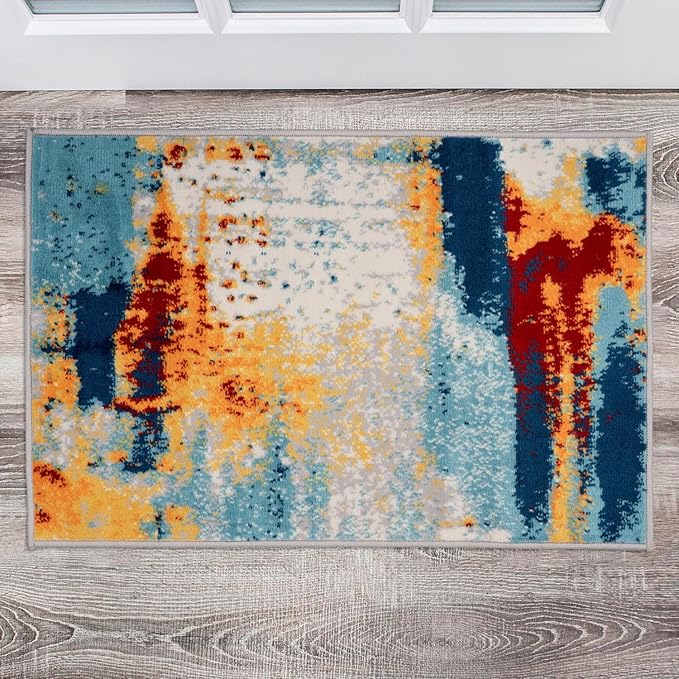 Rugshop Sky Collection Abstract Area Rug, Fade-Resistant Carpet for Living Room,Entryway,Doormat or Bedroom, 2' x 3'