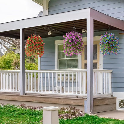 INQCMY 2Pcs Artificial Fake Hanging Flowers for Outdoors UV Resistant Artificial Plants for Spring Summer Decor Look Real Faux Flowers for Outside Home Planter Porch Patio Decor