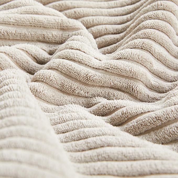 Fancy Homi 2 Packs Neutral Taupe Euro Decorative Throw Pillow Covers 28x28 Inch for Couch Bed Sofa, Rustic Farmhouse Boho Home Decor, Soft Corss Corduroy Patchwork Textured Square Cushion Case 71x71cm
