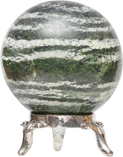 Crocon 45mm Swiss Opal Stone Sphere Ball with Metal Stand 1400+ Carats Gemstone Ball Healing Sphere Sculpture Figurine for Fengshui Divination Home Decoration Photography Crystal Sphere