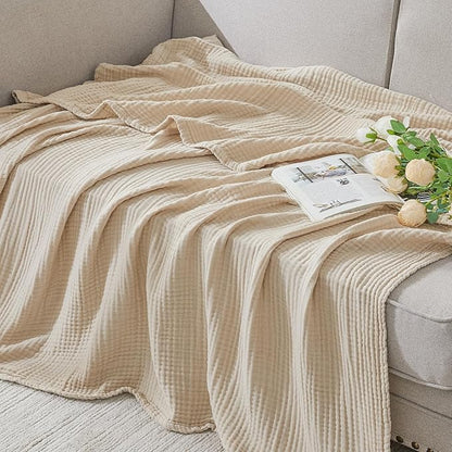 EMME Cotton Muslin Twin XL Blanket Breathable Gauze Soft Lightweight Blankets Adults Gifts for Women (Beige, 66"x90")